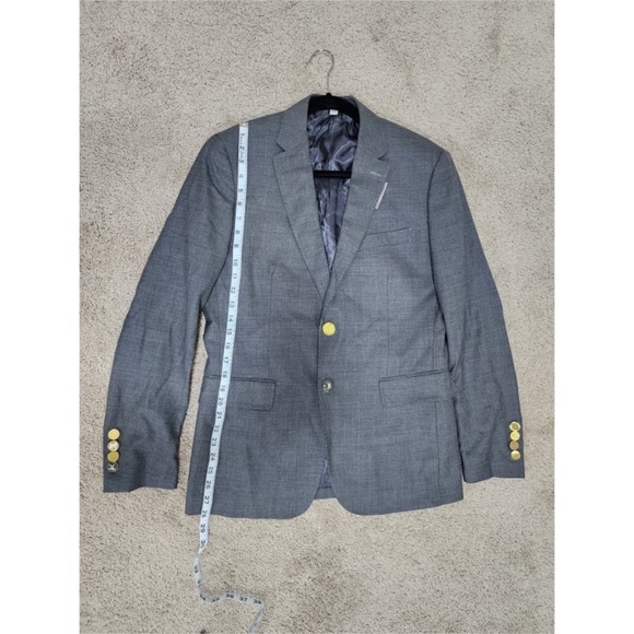 Authentic New BURBERRY Men's Gray TB Metal RUNWAY Slim Wool Blazer Jacket - Picture 3 of 13